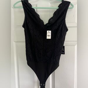 Express Black Lace Sleeveless Bodysuit